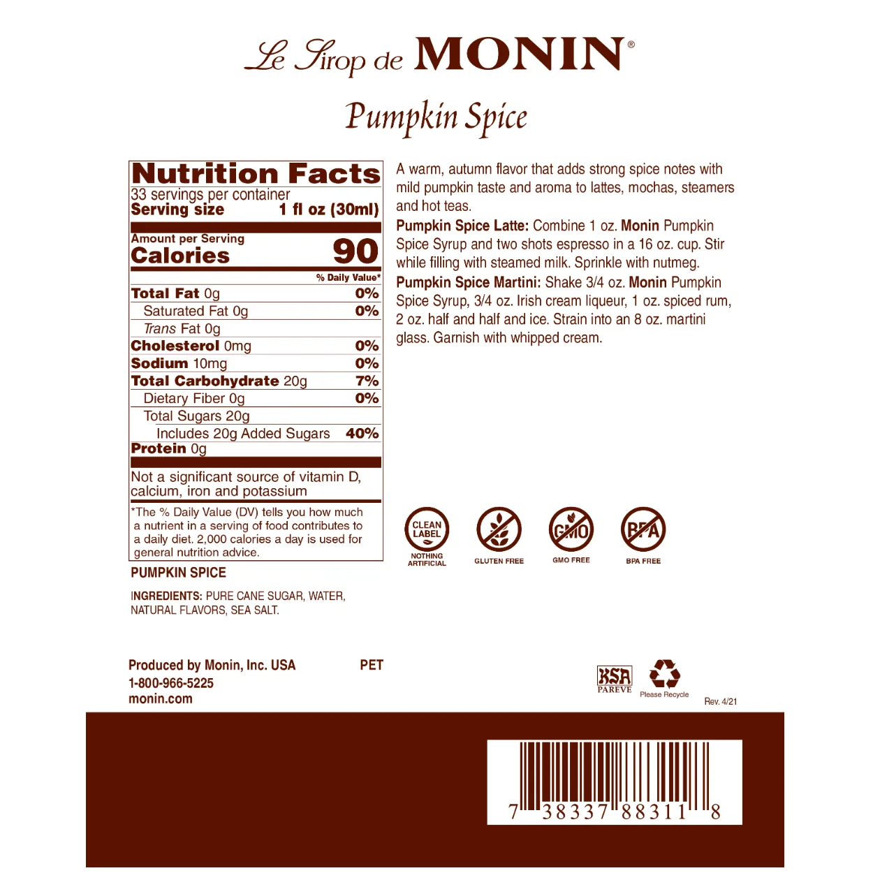 Monin Pumpkin Spice Syrup - Image 2