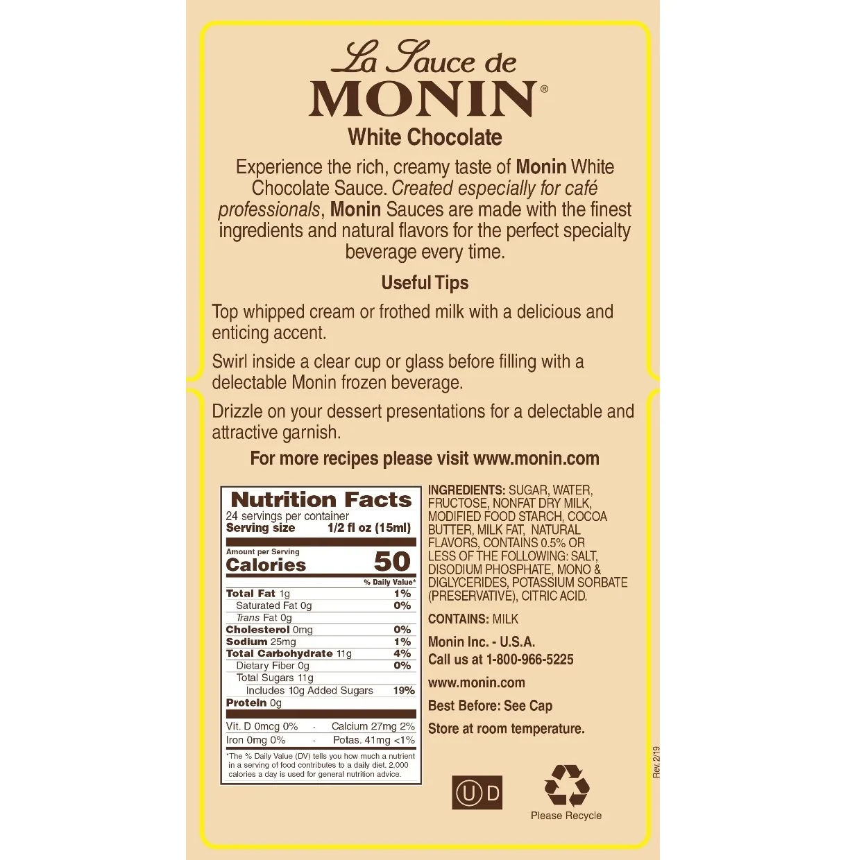 Monin White Chocolate Sauce - 64oz - Image 4