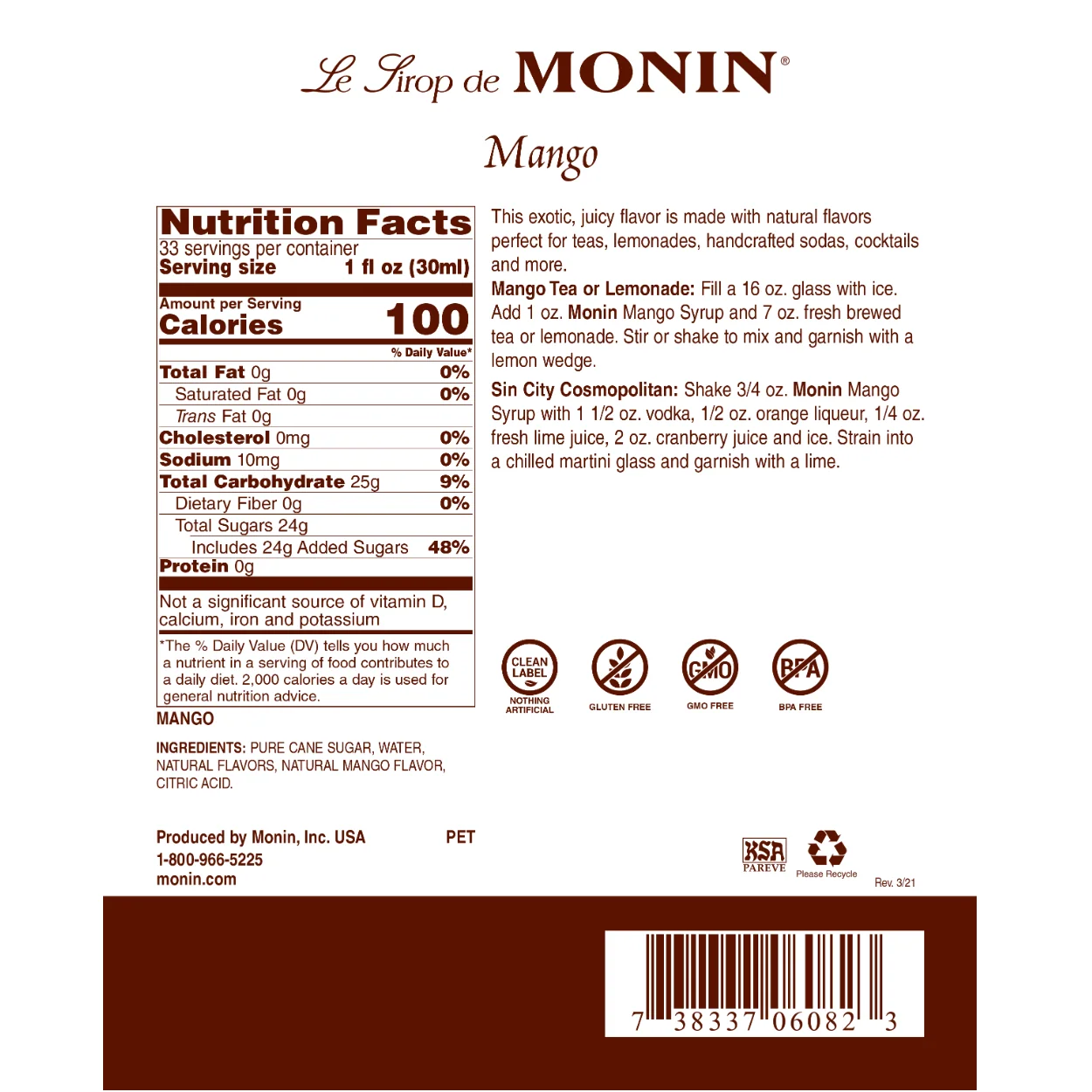 Monin Mango Syrup - Image 2