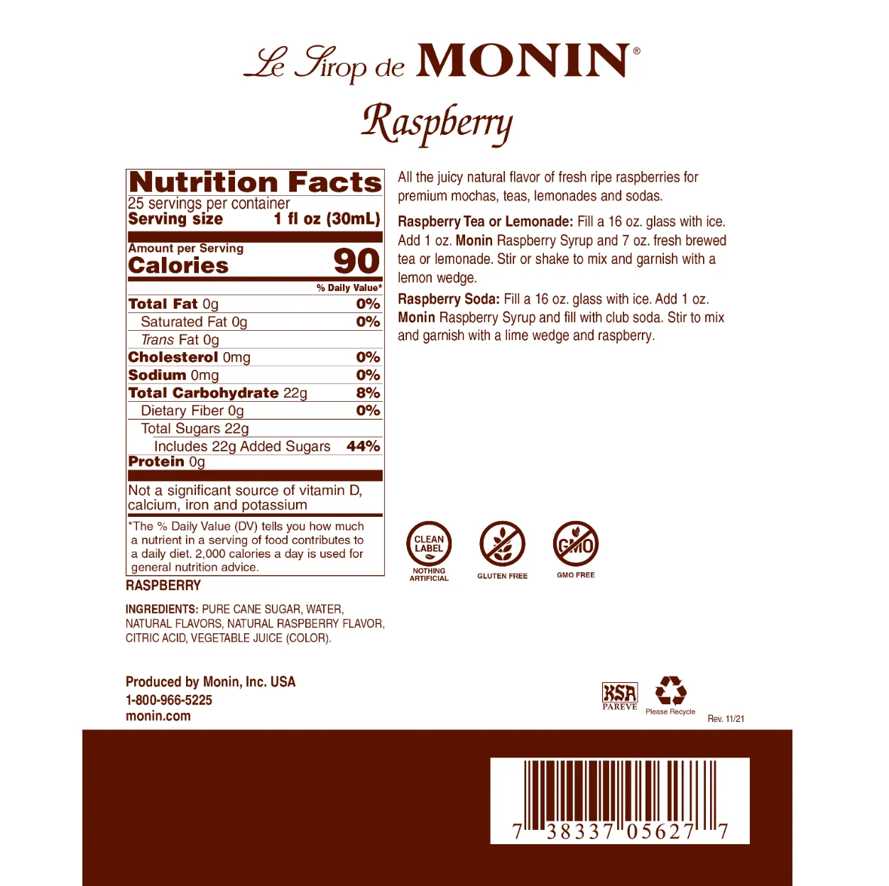 Monin Raspberry Syrup - Image 2